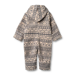 Комбинезон флисовый Wheat "Allo Warm Sand Jaquard", уютный орнамент